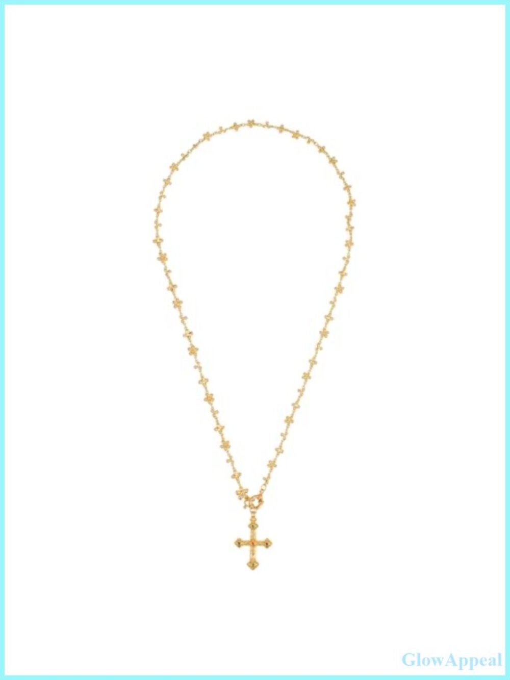 Gold-tone Cross Necklace 18k Gold-plated Rosary Chain Women Adjustable 66cm